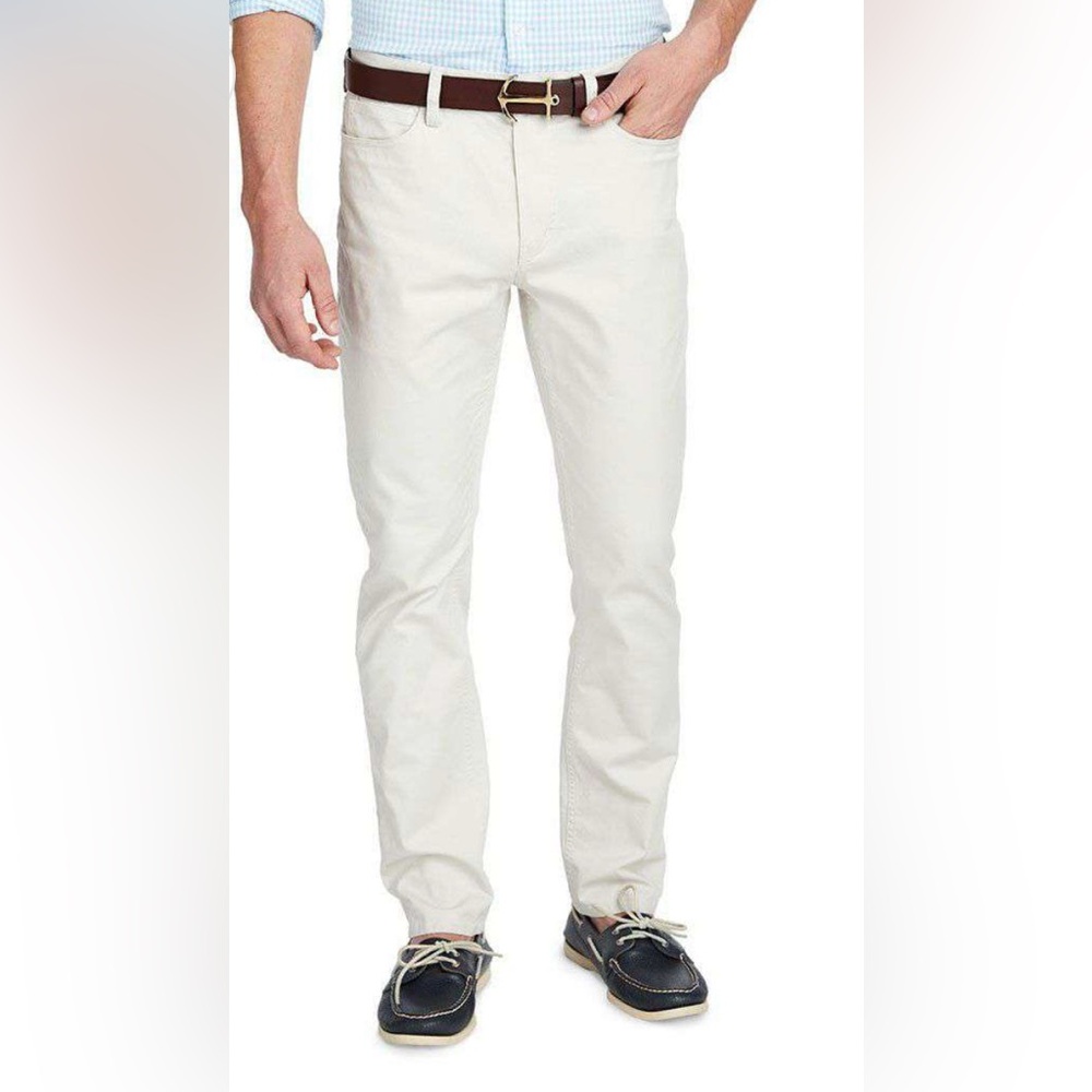 NWT Vineyard Vines Men's Canvas 5 Pocket Slim Pants in Stone - Size 42 x 32"L